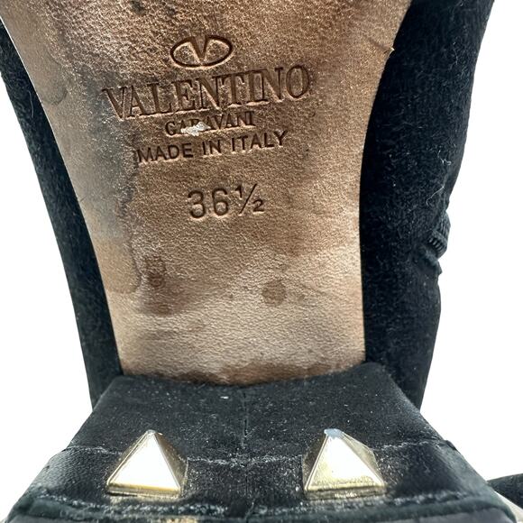 Valentino Garavani Rockstud‎ Boots Booties Suede Black Size 36.5 US 6.5 - Picture 16 of 16